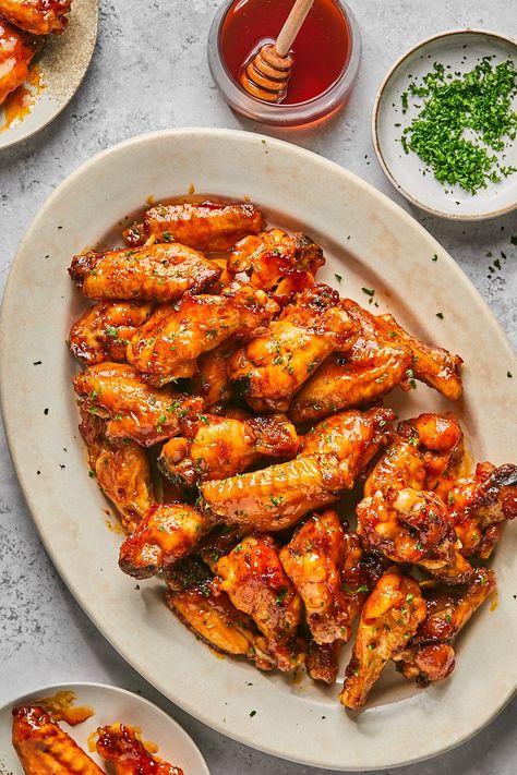 Easy Hot Honey Chicken Wings Recipe (Air Fryer Option) | Mary's Whole Life Easy Hot Honey Chicken, Wings Recipe Air Fryer, Hot Honey Chicken Wings, Honey Wings Recipe, Honey Chicken Wings Recipe, Spicy Honey Chicken, Honey Wings, Honey Chicken Wings, Hot Chicken Wings