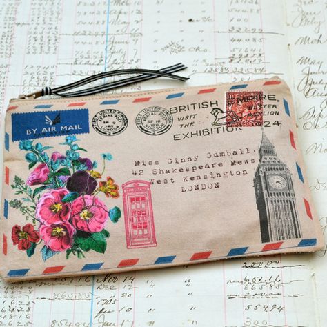 letter purse <3 Old Letters, Sewing Purses, Mail Art, One Bag, Pouch Bag, Vintage Bags, Air Mail, Sewing Inspiration, Small Bags