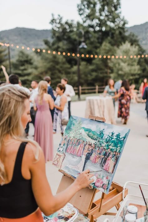 𝒫𝒾𝓃: 𝑔𝑜𝓁𝒹𝓈𝒽𝑜𝓇𝓉𝓎 💌 Live Wedding Painting, Destination Wedding Cost, Wedding Painting, Wedding Activities, June Wedding, Greece Wedding, Artistic Wedding, Future Wedding Plans, Wedding Entertainment