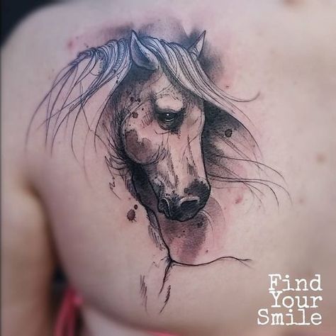 Watercolor Tattoo Artists, Horse Tattoo Design, Ankle Tattoos For Women, Horse Sketch, Horse Tattoo, Cover Up Tattoos, Back Tattoos, Tattoo Tattoo, Horse Pictures