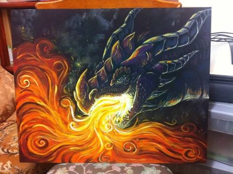 Easy Dragon Painting, Dragon Painting Acrylic Easy, Painting Acrylic Easy, Tattoo House, Funny Creatures, Dragon Painting, Ideas For Painting, Brush Tattoo, Paint Crafts