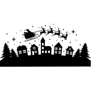 Community Hall, Christmas Window Painting, House Silhouette, Lori Whitlock, Idee Cricut, Christmas Window Display, Christmas Window Decorations, Christmas Stencils, Silhouette Christmas