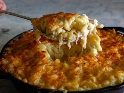 Macaroni au Gratin Recipe | Ashley Christensen | Food Network Ashley Christensen, Cheese Gratin, Meat Entrees, Food Network Chefs, Savory Food, Cod Recipes, Hot Dishes, James Beard, Mac Cheese