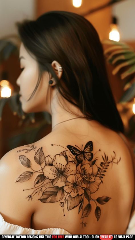 Upper Back Shoulder Tattoo, Back Shoulder Tattoo Women, Sholdertatoos Women, Women Shoulder Tattoo Ideas Unique, Womens Shoulder Tattoo, Back Shoulder Tattoos For Women, Tattoo Women Back, Shoulder Tattoos For Females, Cap Tattoo