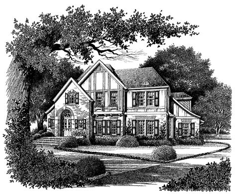 Tudor House Plan with 2900 Square Feet and 4 Bedrooms(s) from Dream Home Source | House Plan Code DHSW42431 Tudor Style Homes Plans, Tudor Design, Tudor Style House, Tudor House Plans, Manor Floor Plan, Castle Plans, English Estate, Tudor Home, European House Plans