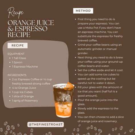 Let's make orange espresso! #orangeespresso #orangejuice #espresso #coffee #diy #coffeediy #coffeerecipe #recipe #todayrecipe #dothis now Orange Espresso Coffee, Coffee Orange Juice, Orange Coffee Recipe, Espresso Orange Juice, Coffee With Orange Juice, Orange Coffee Drink, Kahlua Baileys Drinks, Orange Espresso, Coffee Trends