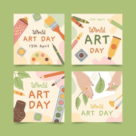 World Art Day Poster, Art Day Poster, Art Workshop Poster, Art Class Posters, World Art Day, Instagram Class, Flat World, 귀여운 음식 그림, Drawing Competition