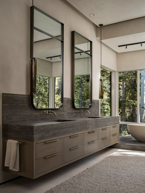 RED CLOUD — AMB Design Anne Marie Barton, Luxury Bathroom Master, Parisian Modern, European Bathroom, Luxury Spa Bathroom, Loft Style Interior, Master Bath Design, Architecture Bathroom, Modern Mountain Home