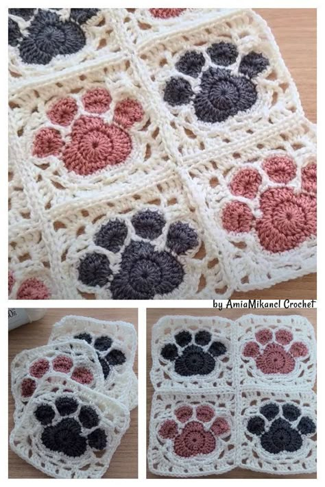 Pin on Crochet - Grannies Paw Crochet, Crocheted Dog, Kat Haken, Stitches Crochet, Granny Square Crochet Patterns Free, Crochet Square Patterns, Granny Square Crochet Pattern, Crochet Stitches Tutorial, Crochet Instructions