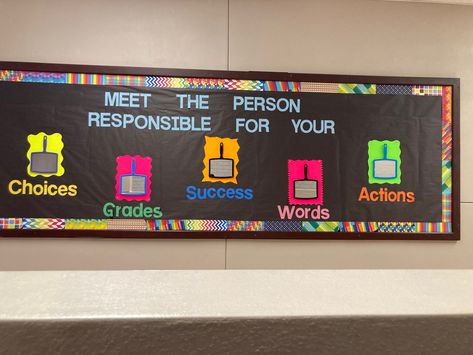 Responsible Bulletin Board, Social Studies Bulletin Boards, Success Words, Library Plan, Bullentin Boards, Interactive Bulletin Board, Middle School Libraries, School Libraries, Class Displays