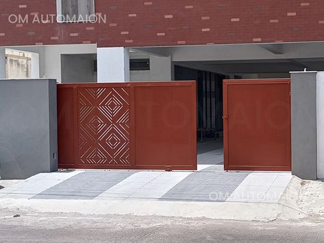 Remote Sliding Gate Sliding Main Gate Designs Modern, Sliding Main Gate, Modern Sliding Gate, Ms Gate, Gate Modern, Gate Wheel, Automatic Sliding Gate, Materials Board, Pedestrian Gate