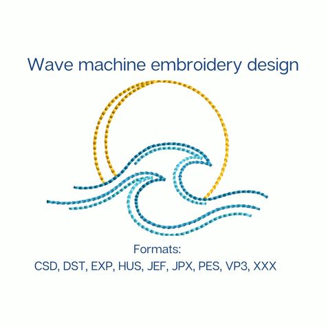 Wave Embroidery, Wave Machine, Cute Embroidery, Embroidery Patterns Free, Beach Design, Slow Stitching, Embroidery Tutorials, Beautiful Embroidery, Machine Embroidery Design