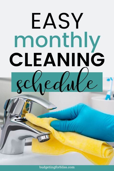 Easy Monthly Cleaning Schedule - Budgeting for Bliss Monthly Cleaning Schedule Printable, Cleaning Schedule Free Printable, Clean Schedule, Monthly Cleaning Checklist, Household Cleaning Schedule, Cleaning Tips For Home, Monthly Cleaning Schedule, Monthly Cleaning, Cleaning Checklist Printable