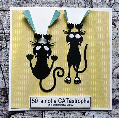 Birthday Cards Cat Theme, Cat Birthday Cards Handmade, Cat Birthday Cards, Cat Cards Handmade, Anniversaire Diy, Homemade Birthday Cards, Cat Birthday Card, Hand Crafted Cards, Bday Cards