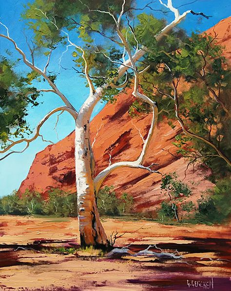 475px-599px-outback_ghost_gum_by_artsau Graham Gercken, Australia Landscape, Australian Trees, Australian Painting, Master Paintings, Australian Painters, Gum Tree, Australian Landscape, John Wilson