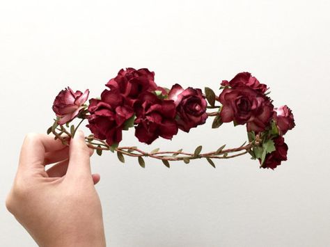 Purple Burgundy Hair, Burgundy Wedding Flowers, Autumn Bridal, Junior Bridesmaids, Flowers Autumn, Rose Flower Crown, Rose Crown, Autumn Rose, Flower Crown Headband