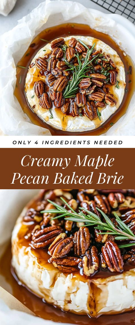 Image for Creamy Maple Pecan Baked Brie Brunch Brie Recipes, Baked Brie Maple Pecan, Brie Maple Pecan, Brie Recipes Apple, Brie With Brown Sugar And Pecans, Maple Brie Pecan, Pecan Baked Brie Recipes, Maple Baked Brie, Baked Brie With Maple Syrup And Pecans