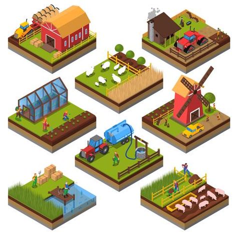 Isometric Farm, Farming Game, Smart Farm, Isometric Drawing, Farm Games, Merry Christmas Background, Isometric Art, Night Background, Isometric Design