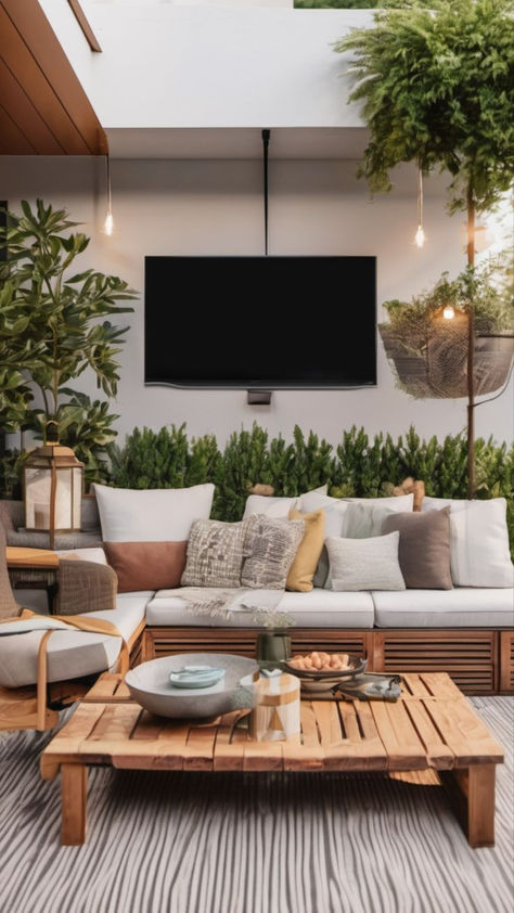 Patio TV Ideas: These Inspiring Suggestions Will Help You Improve Your Outdoor Entertainment Patio Tv Ideas Backyards, Patio Tv Ideas, Tv Mounting Ideas, Outdoor Tv Mount, Patio Tv, Outdoor Tv Cabinet, Tv Ideas, Tv Mounting, Cozy Backyard