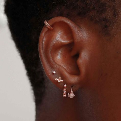 Botanist Rose Gold Barbell Earring | Astrid & Miyu Earrings Ear Bar, Barbell Earrings, Ear Stack, Stunning Earrings, Huggies Earrings, 18k Rose Gold, Gold Plated Sterling Silver, Crystal Earrings, Rose Gold Plates