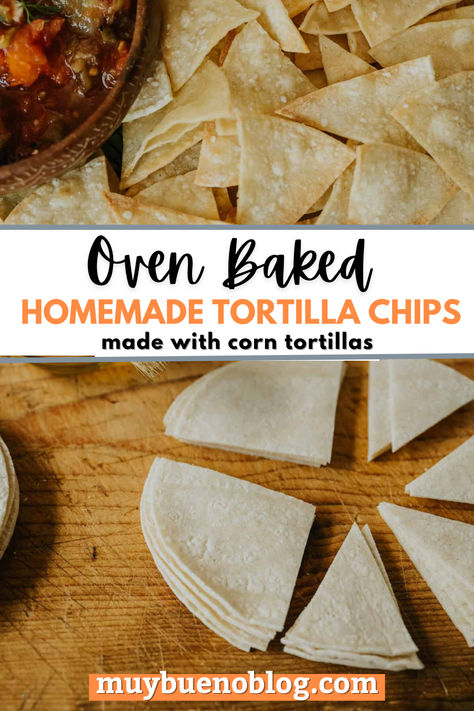 Oven Baked Homemade Tortilla Chips are a great one for snacking on for game day watching, use for making nachos, or just eat as is. These are a great recpe that are oven baked and use less oil then deep frying. Oven Baked Tortilla Chips, Oven Baked Corn, Tortilla Chip Recipe, Baked Tortilla Chips, Homemade Tortilla, Nacho Chips, Homemade Tortilla Chips, Corn Tortilla Chips, Baked Corn