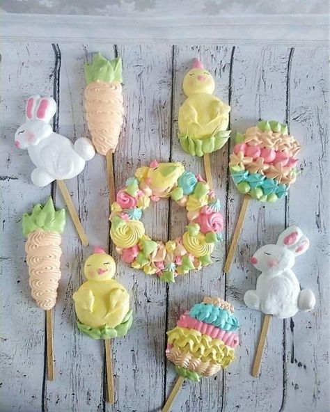 Merguine Pops, Mirangue Pops, Easter Meringue Ideas, Easter Meringue Pops, Easter Meringue Cookies, Merengue Pops, Easter Snack Ideas, Easter Meringue, Meringue Pops