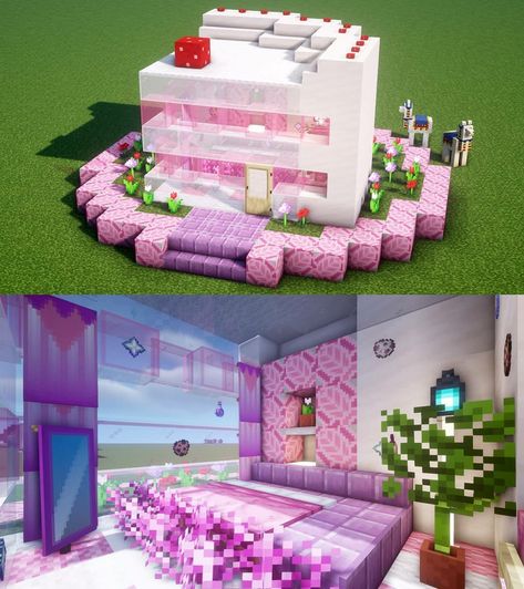 Strawberry Shortcake Minecraft, Candyland Minecraft, Minecraft Cool, Construction Minecraft, Case Minecraft, Minecraft Decoration, Rumah Minecraft Sederhana, Short Cake, Minecraft Interior Design