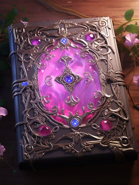 Fantasy Grimoire, Magical Books Aesthetic, Fantasy Spell Book Art, Book Magic Art, Magical Things, Spell Book Art, Book Magic, Magic Books, Magical Books