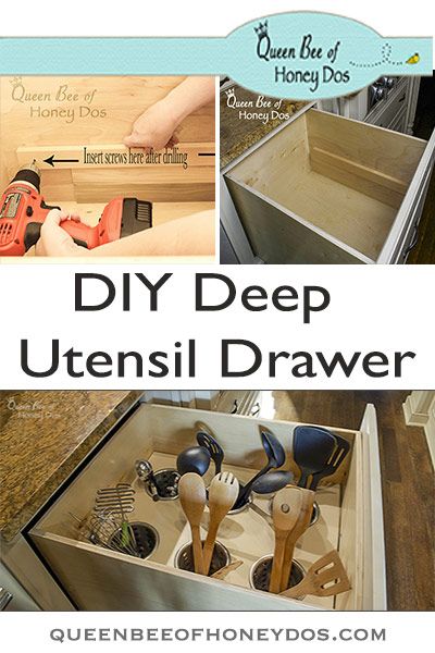 Deep Drawer Utensil Organizer • Queen Bee of Honey Dos Utensil Drawer Organization Diy, Diy Utensil Drawer Organizer, Small Utensil Drawer Organization, Cooking Utensil Drawer Organization, Deep Kitchen Drawer Organization, Custom Silverware Drawer Organizer, Kitchen Gadgets Organization, Cutlery Drawer Organization, Diy Utensils