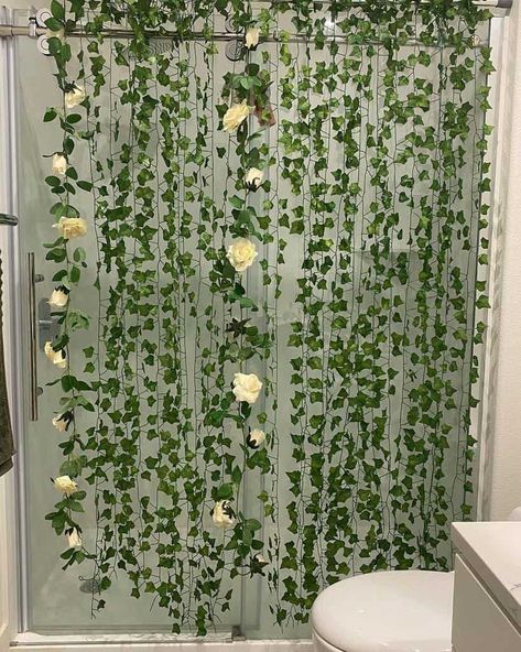 Shower Curtain Ideas Creative, Waterfall Decoration, Shower Curtain Ideas, Double Shower Curtain, Curtain Alternatives, Hookless Shower Curtain, Diy Shower Curtain, Cute Shower Curtains, Green Shower Curtains