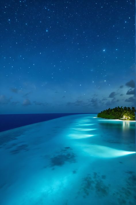 Bioluminescent plankton create a mesmerizing spectacle in the Maldives, turning the ocean into a mirror of the starry sky. #Maldives #bioluminescence #ocean #travel Glowing Ocean, Bioluminescent Plankton, Ocean Nature, The Maldives, Breathtaking Beauty, Natural Phenomena, Light Show, Travel Goals, Travel Inspo