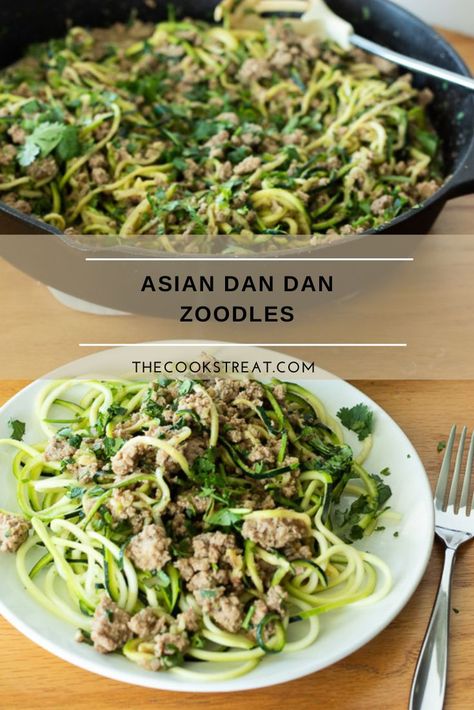 These Asian dan dan zoodles are low in carb, high in flavor, quick and easy to make, and perfectly delicious. #TheCooksTreat #Zoodles #Zucchini Asian Zoodles Zucchini, Asian Tacos, Garden Vegetable Recipes, Light Summer Meals, Creamy Pesto Sauce, Thai Chili Sauce, Healthy Substitutions, Creamy Pesto, Chili Garlic Sauce