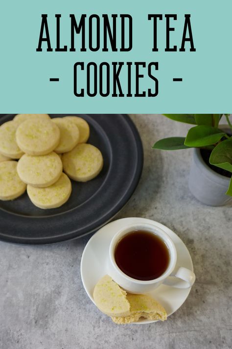 Tea Bag Cookies Recipe, Almond Shortbread Cutout Cookies, Almond Tea Cookies, Shortbread Tea Cookies, Chai Tea Shortbread Cookies, Natural Sprinkles, Almond Tea, Spritz Cookie Recipe, Spritz Cookies