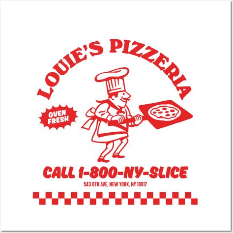 Louie's Pizzeria - Retro | Vintage Design -- Choose from our vast selection of art prints and posters to match with your desired size to make the perfect print or poster. Pick your favorite: Movies, TV Shows, Art, and so much more! Available in mini, small, medium, large, and extra-large depending on the design. For men, women, and children. Perfect for decoration. Retro Graphic Design Aesthetic, Retro Diner Logo, Retro Food Branding, Retro Pizzeria, Vintage Pizza Poster, Pizza Graphic Design, Pizza Branding Design, Diner Poster, Vintage Burger Poster