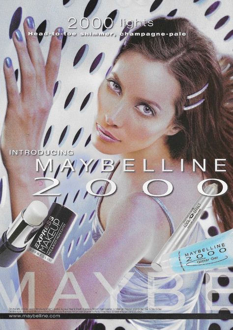 Aesthetic Juice, 1990s Makeup, Y2k Future, Makeup Campaign, 90s Ads, Product Campaign, Y2k Futurism, Vintage Makeup Ads, Y2k Nostalgia