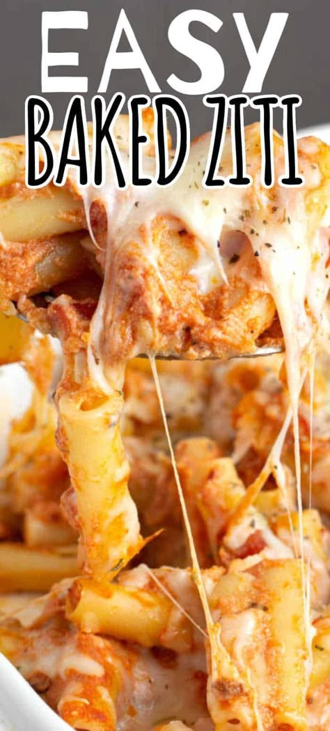 Meatless Baked Ziti, Baked Ziti With Ricotta, Easy Baked Ziti, Ziti Recipe, Ziti Pasta, Ziti Recipes, Baked Ziti Recipe, Baked Ziti, Easy Weeknight Meals