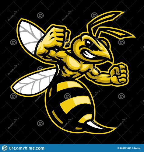 Angry hornet wasp mascot stock vector. Illustration of icon - 200939429 Wasp Tattoo, Bug Cartoon, Toon Characters, Bee Cartoon, Angry Cartoon, Mascot Illustration, Ilustrasi Dan Poster, Bee Logo, Bee Illustration