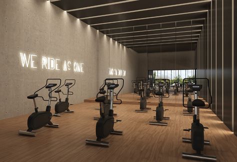 Small Home Gym Ideas, Cycling Studio, Gym Design Interior, Small Home Gym, Luxury Gym, Spin Studio, Yoga Studio Design, Gym At Home, Wellness Studio