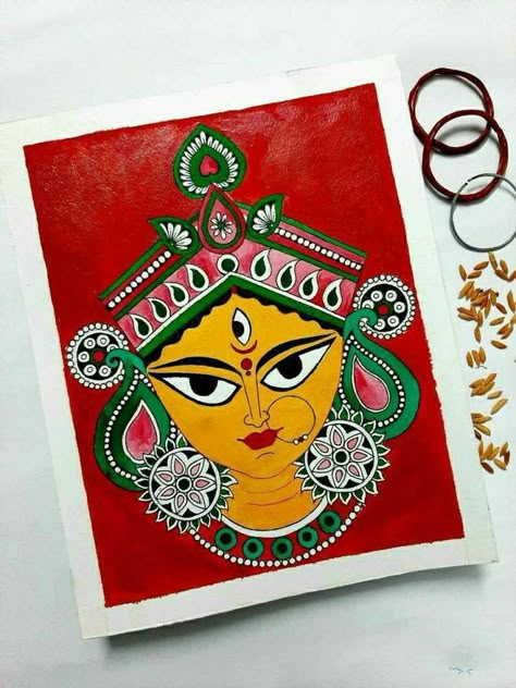 Kulo Designs, Mahishasur Mardini, Durga Ma, Ma Durga, Buddha Art Drawing, Durga Painting, Mandala Art Therapy, Indian Folk Art, Madhubani Painting