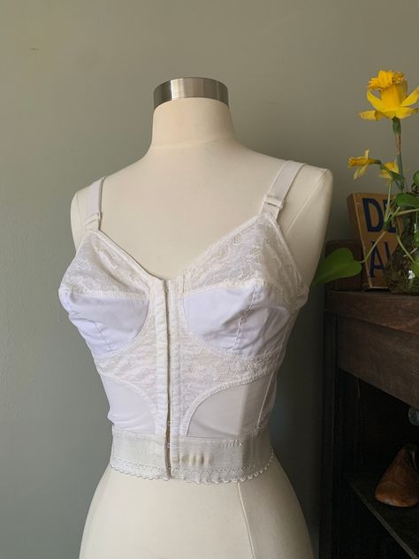 1960s Lingerie, Bra Items, Bullet Bra, Corset Bra, Bra Lingerie, White Cotton, 1960s, Foundation, Lingerie