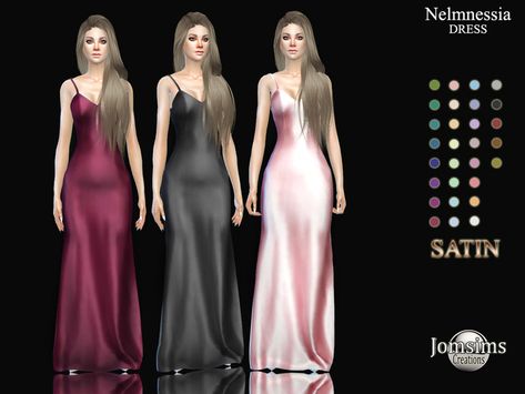 Nelmnessia satin dress Found in TSR Category 'Sims 4 Female Everyday' Sims 4 Satin Dress, Long Party Dress, Free Sims 4, Red Plaid Dress, Sims 4 Dresses, Amanda Dress, Look Formal, Sims 4 Mods Clothes, Silk Dress Long