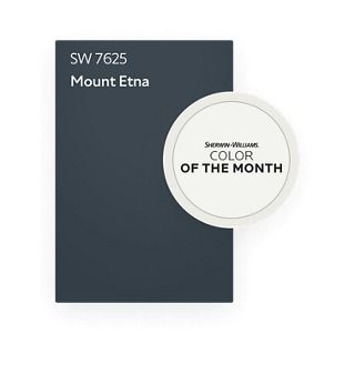 Mount Etna October 2024 Color of the Month | Sherwin-Williams Mount Etna Paint, Deep Blue Paint, Blue Paint Color, Color Of The Month, Mount Etna, Dining Room Remodel, Blue Paint Colors, 2024 Color, Color Chip