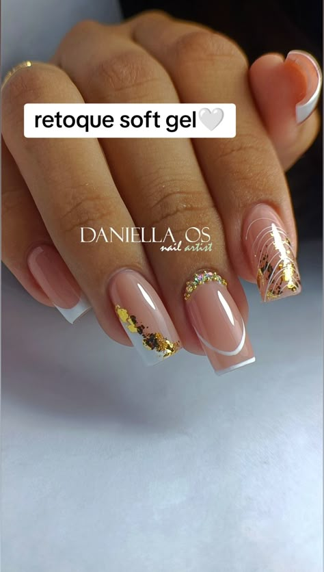 Uñas Jelly Tips, French Nails With Gold, Jelly Tips, Aqua Nails, Nails Nail Polish, Nail Art Products, May Nails, Gel Nails Diy, Blush Nails