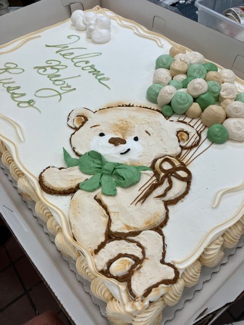 2 Tier Bear Cake, We Can Bearly Wait Sheet Cake, We Can Nearly Wait Baby Shower Cakes, Baby Shower Cake Bear Theme, Bear Cakes For Baby Showers, Bear Cake Baby Shower Boy, Teddy Bear Sheet Cake, We Can Bearly Wait Cake Ideas, Teddy Bear Baby Shower Cake Boys