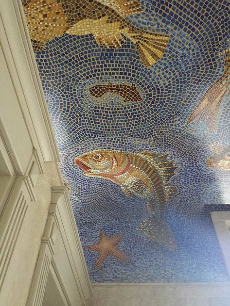 Painted Ceilings, Wall Mirror Diy, Bathroom Mural, Ceiling Murals, Mosaic Murals, Wall Murals Painted, Custom Mosaic, Diy Wallpaper, Ceiling Ideas