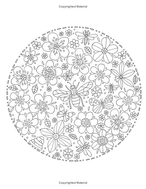 Summer Mandala, Flowers And Bees, Coloring Pages Ideas, Pattern Coloring Pages, Diy Embroidery Designs, Pages Ideas, Embroidery Template, Pola Sulam, Hand Embroidery Projects