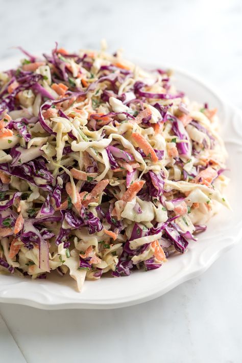 How to Make Joanne's Favorite Coleslaw Recipe from Inspired Taste - Fresh, Lively and Colorful #inspiredtaste Coleslaw Dressing, Homemade Coleslaw, Creamy Coleslaw, Slaw Recipes, Coleslaw Recipe, Coleslaw, Soup And Salad, Food Dishes, Salad Recipes