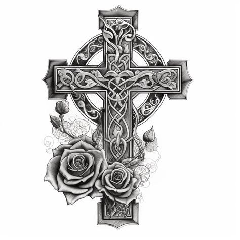 Irish Cross Tattoo, Celtic Cross Tattoo For Men, Pretty Cross Tattoo, Celtic Cross Tattoo, Cross Tattoo Meaning, Viking Tattoo Symbol, Shamrock Tattoos, Celtic Knot Tattoo, Irish Cross