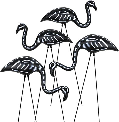 Amazon.com: GIFTEXPRESS 4-Pack Small Halloween Flamingo, Black Flamingo Skeleton, Zombie Flamingos, Skull Flamingo with Stakes for Halloween Lawn Ornaments, Spooky Graveyard Decorations : Patio, Lawn & Garden Spooky Graveyard Decorations, Flamingo Skeleton, Graveyard Decorations, Halloween Flamingo, Patio Flower Pots, Zombie Photo, Black Flamingo, Spooky Graveyard, Halloween Lawn