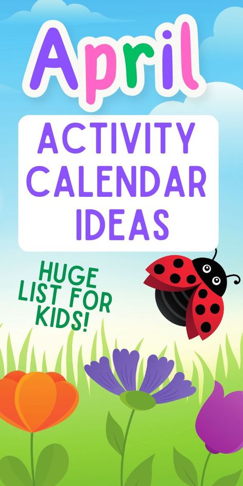 Need April event ideas for April holidays for kids? Here are holidays happen in April - fun days to celebrate in April with kids and Spring theme activities for kids. Perfect for Spring activity calendar, family friendly activity ideas for Spring, and April preschool holidays and events activities! HUGE LIST of April Events Calendar for Educators, Parents, Homeschoolers, Classroom and more! #aprilevents #monthlyactivitycalendar #aprilthemes #aprilideas #springcalendar #springthemes #monthlyideas Crafts For April, Monthly Calendar Ideas, Easter Crafts For Seniors, Spring Theme Activities, Theme Activities For Kids, April Events, April Lesson Plans, April Holidays, Spring Coloring Sheets